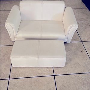 white quality toddler couch and ottoman